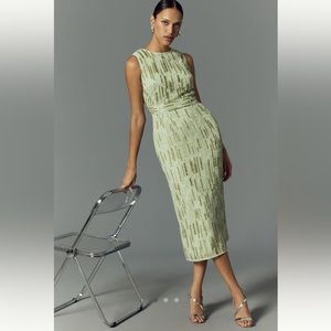 Mac Duggal Sleeveless Beaded Midi Dress